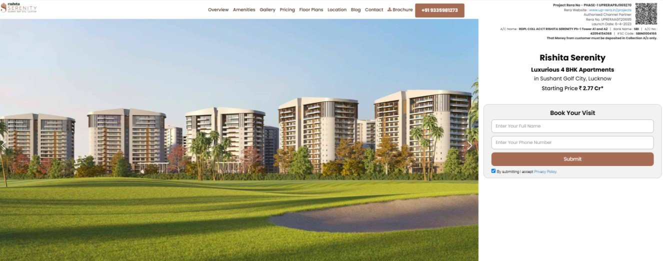 Rishita Serenity 4 BHK Luxury Apartments in Lucknow | Property Details